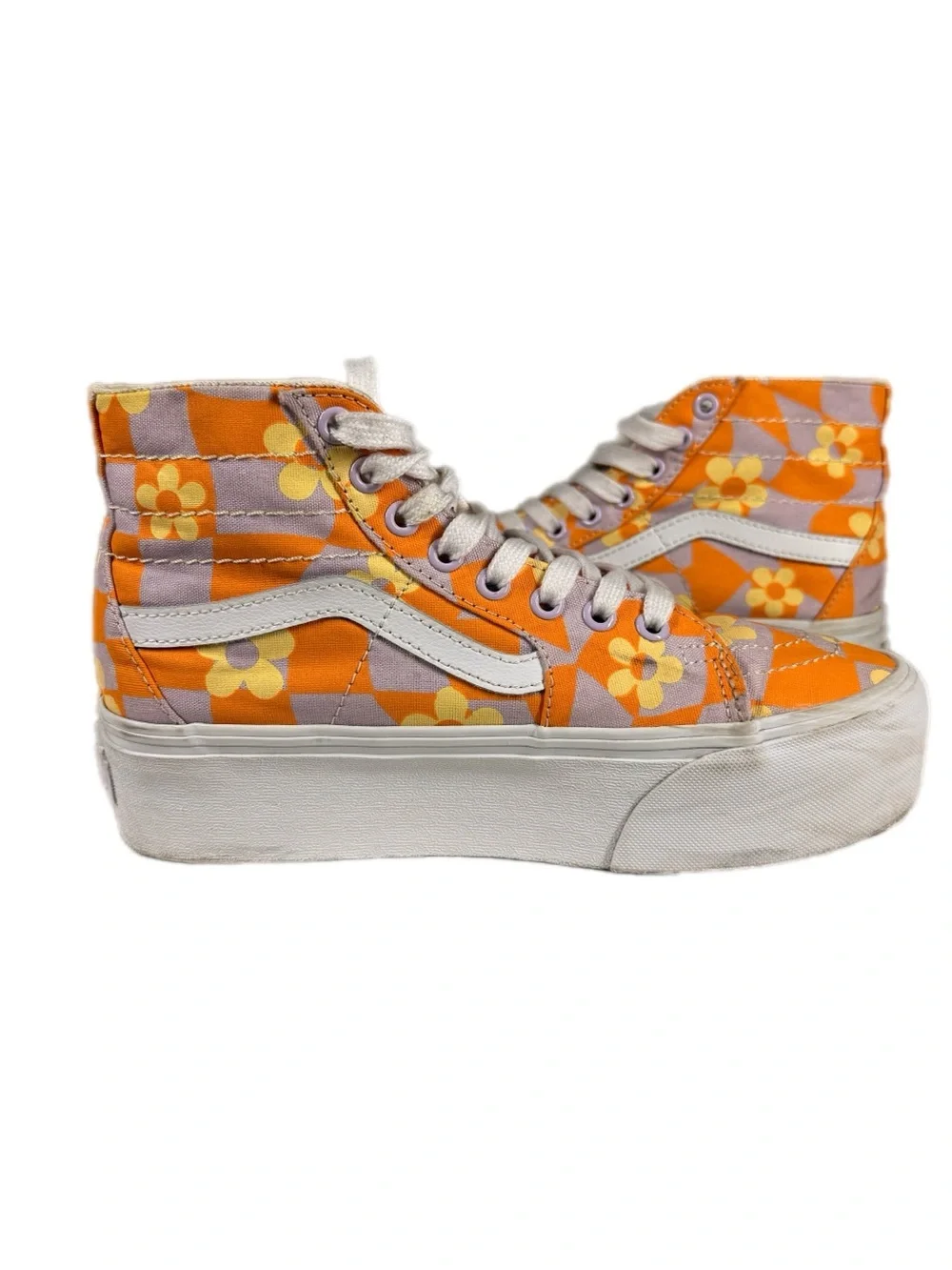 Vans | Sk8-Hi Platform Daisy Platform Sneakers in Orange & Purple White